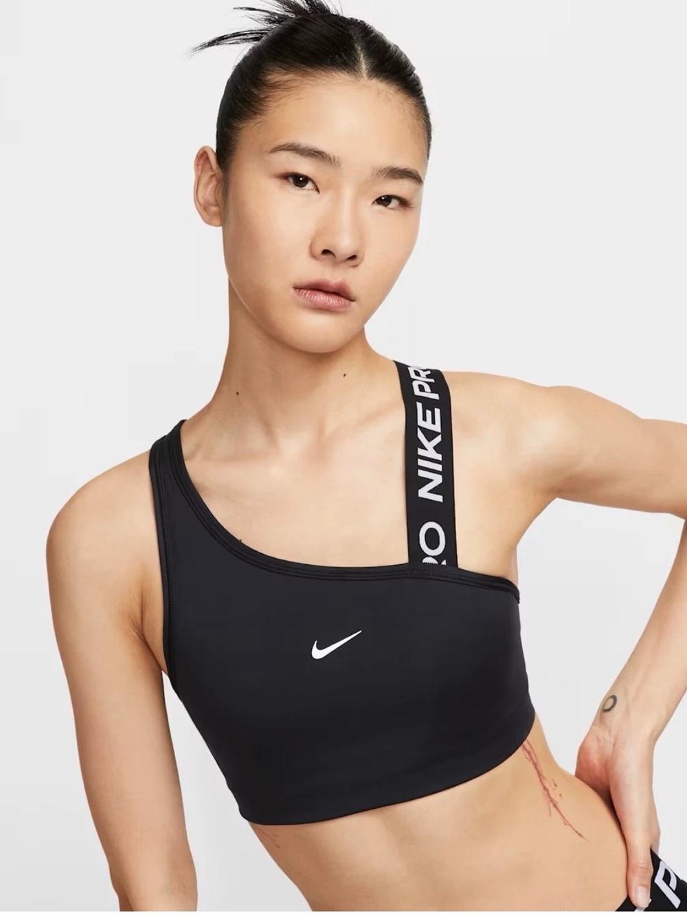 Nike Pro Swoosh Dri-Fit Training Bra S Black Logo Workout Gym Sports